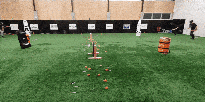 Archery combat in action